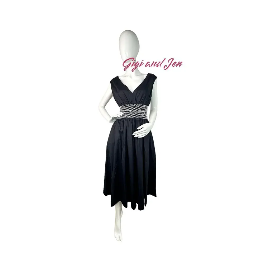 Kate Spade Poplin V-neck Dress Medium in Black